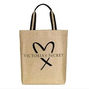 Victoria's Secret Gold Glamour Glitter Tote 2017 Fashion Show NWT $58
